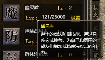 龙腾传奇道士技能 幽灵盾魔防buff